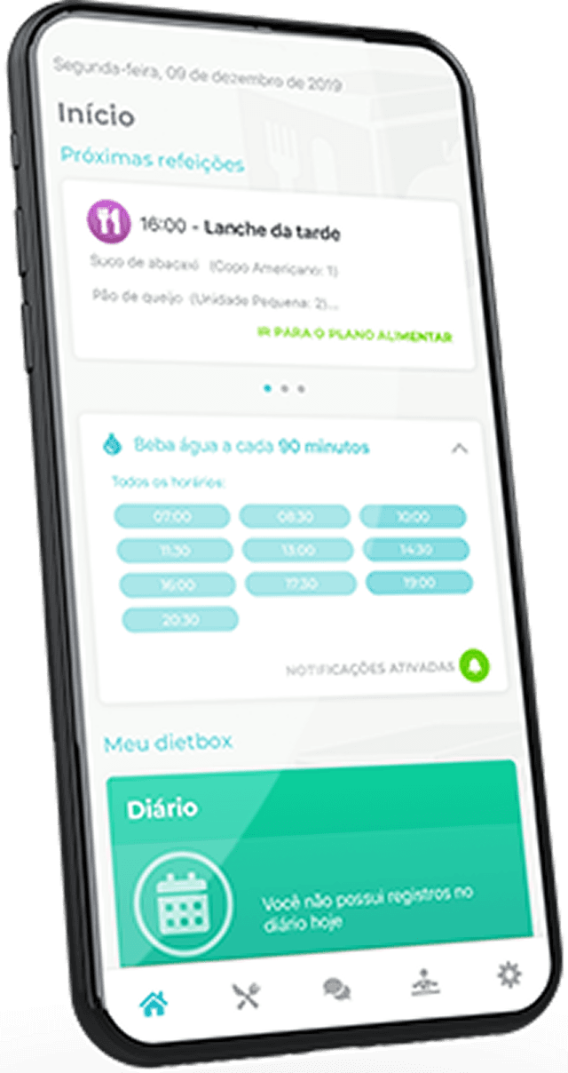 Aplicativo Dietbox aberto em um smartphone